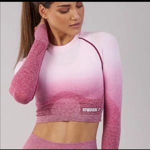 Gymshark Ombré Chalk Pink/Beet Cropped Long Sleeve